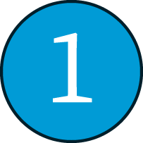 The number one in a blue circle.