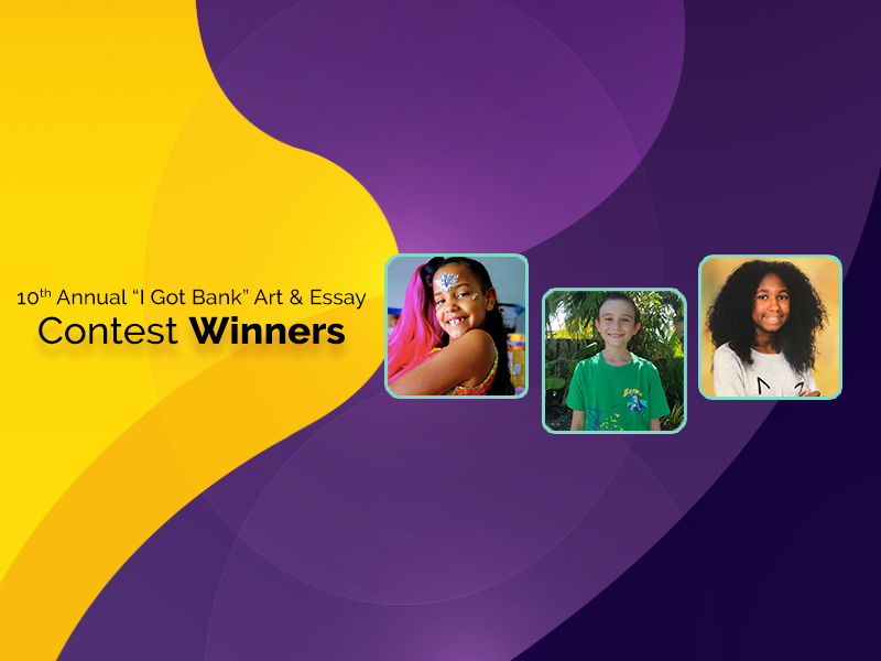A purple and yellow background with the words contest winners & easy.