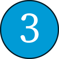 The number 3 in a blue circle.