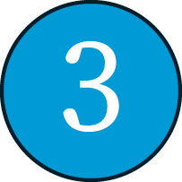 The number 3 in a blue circle.