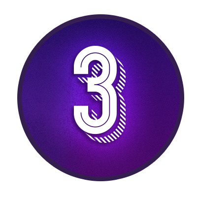 The number 3 in a purple circle.