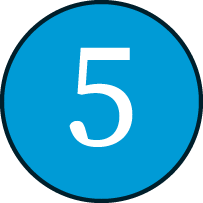 The number 5 in a blue circle.