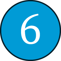 The number 6 in a blue circle.