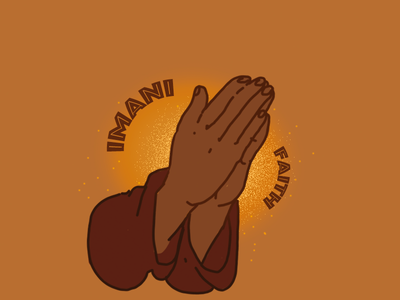 An illustration of a hand praying with the words i am a christian.