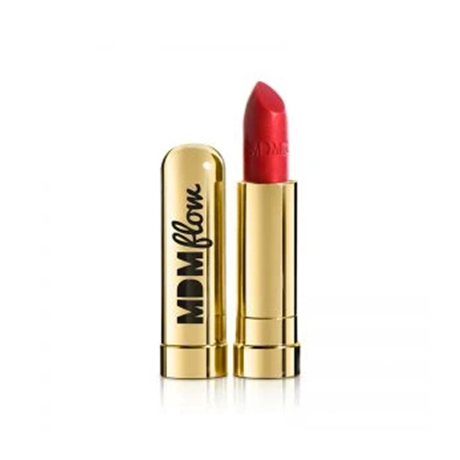 A red lipstick on a white background.