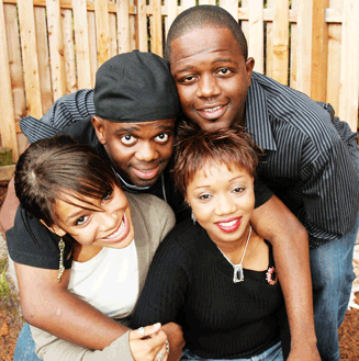 A group of people posing for a picture.