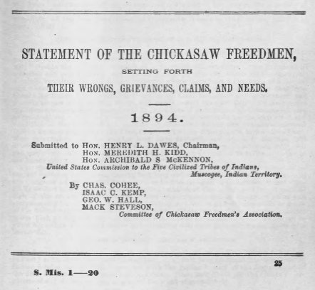 Statement of the chickasaw freedom.