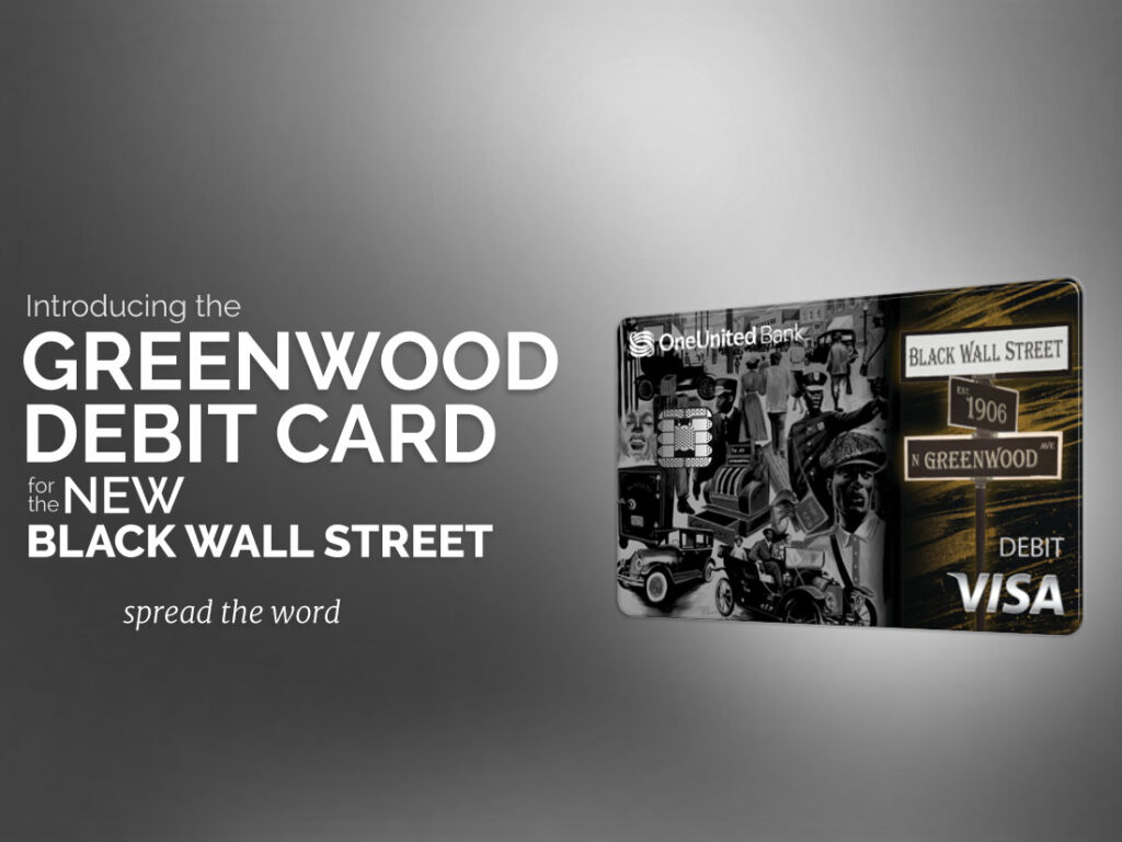 The greenwood debit card with the new black wall street visa.