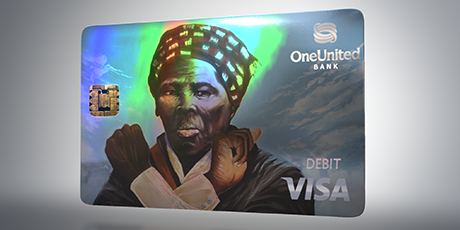 A card with an image of an african woman on it.