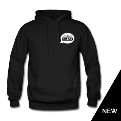 A black hoodie with a speech bubble on it.