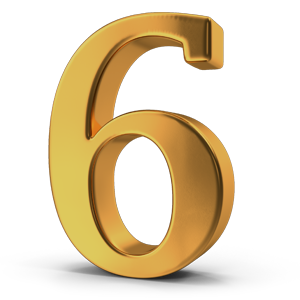 3D gold number 6 in gold image