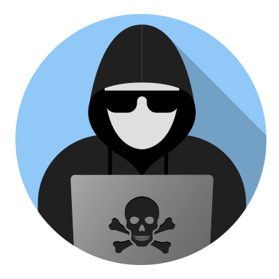 Be Alert For Fraud | OneUnited Bank A man in a hoodie with a skull and crossbones on his laptop.