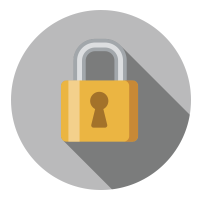 A padlock icon on a gray background.
