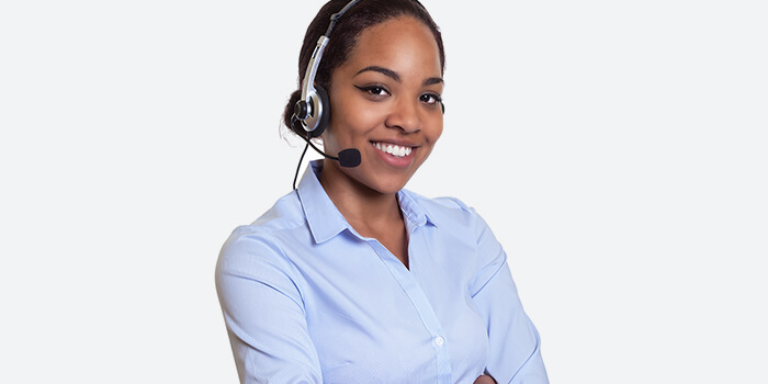 Customer support representative with headset image
