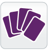 A purple card icon on a white background.