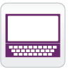 A purple laptop icon with a keyboard.