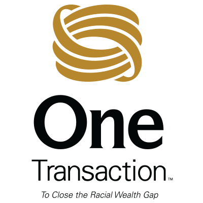 One transaction logo on a black background.