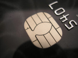 A close up of a credit card.