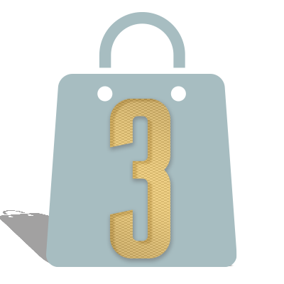 3 The number 3 on a blue background.