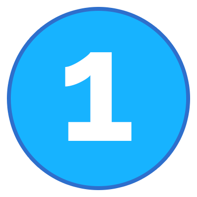 The number one in a blue circle.