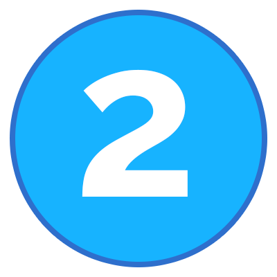 The number two in a blue circle.