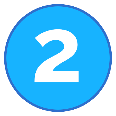 The number two in a blue circle.