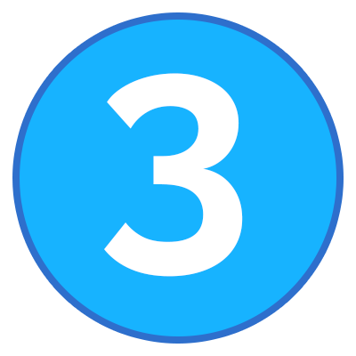 The number 3 in a blue circle.