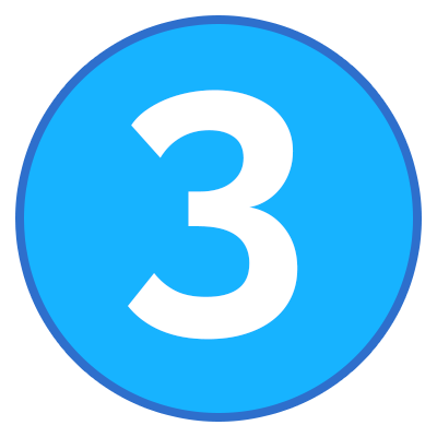 The number 3 in a blue circle.