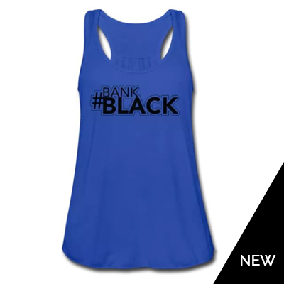 A women's tank top with the word black on it.