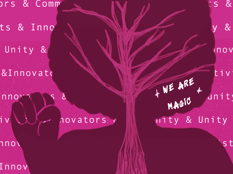 An image of a tree with the words we are magic.