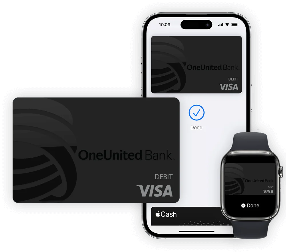 Phone app, smart watch, and debit card image