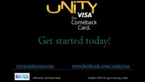 Unity visa comeback card get started today.