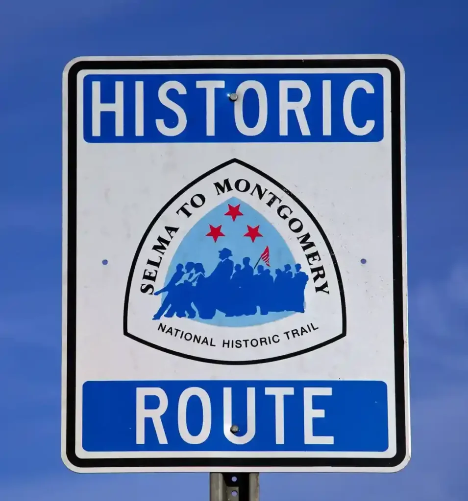 A sign that says historic route to montgomery.