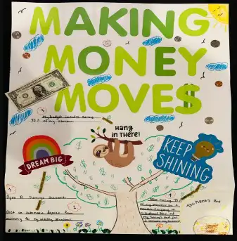 Making money moves drawing with a tree promoting others to dream big and keep shining.