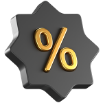 3D percentage rate icon