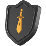 3D sword on shield icon